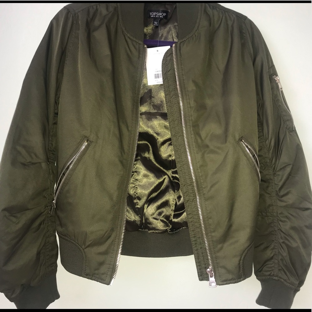 Topshop Army Green Bomber Jacket